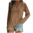 thumbnail image 2 of Viadha Women's Casual Solid Colour Shoulder V-Neck Pullover Long-Sleeved Loose Tops Long-Sleeved V-Neck Tops/Shirts, 2 of 4