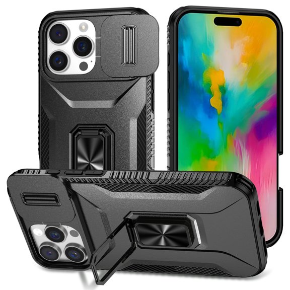 Fashion Case with Holder Stander Kickstand Drop Resistant Shockproof Case For iPhone 16 Pro Max (6.9inch)