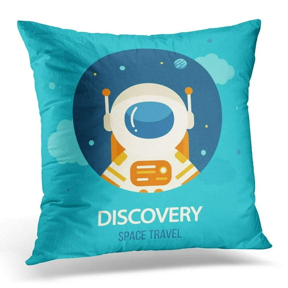 EREHome Kid Cosmos Discovery Exploration and Travel Astronaut in Outer Space Flat Style Explore Pillow Case Pillow Cover 20x20 inch