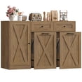 thumbnail image 7 of Homfa 47.2"W Kitchen Sideboard Credenza, Trash Can Cabinets Fits 12.5 Gallon Can, 2 Drawer Wood Buffet Storage Cabinet with Adjustable Shelf, Rustic Brown, 7 of 7