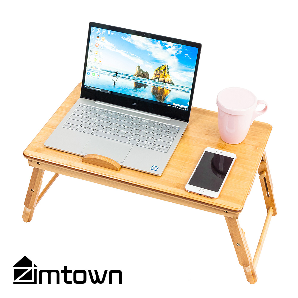Zimtown Lap Desk 21" x 13", Nature Bamboo Folding Laptop Table, Bed Tray Table for Computer, Adjustable Computer Notebook Desk Tray Stand, Natural - image 3 of 9