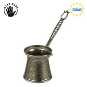 Turkish Coffee Pot, Greek Arabic Coffee Maker, Cezve Jezve Ibrik Briki for the Stovetop, 8 oz (Bright Silver)