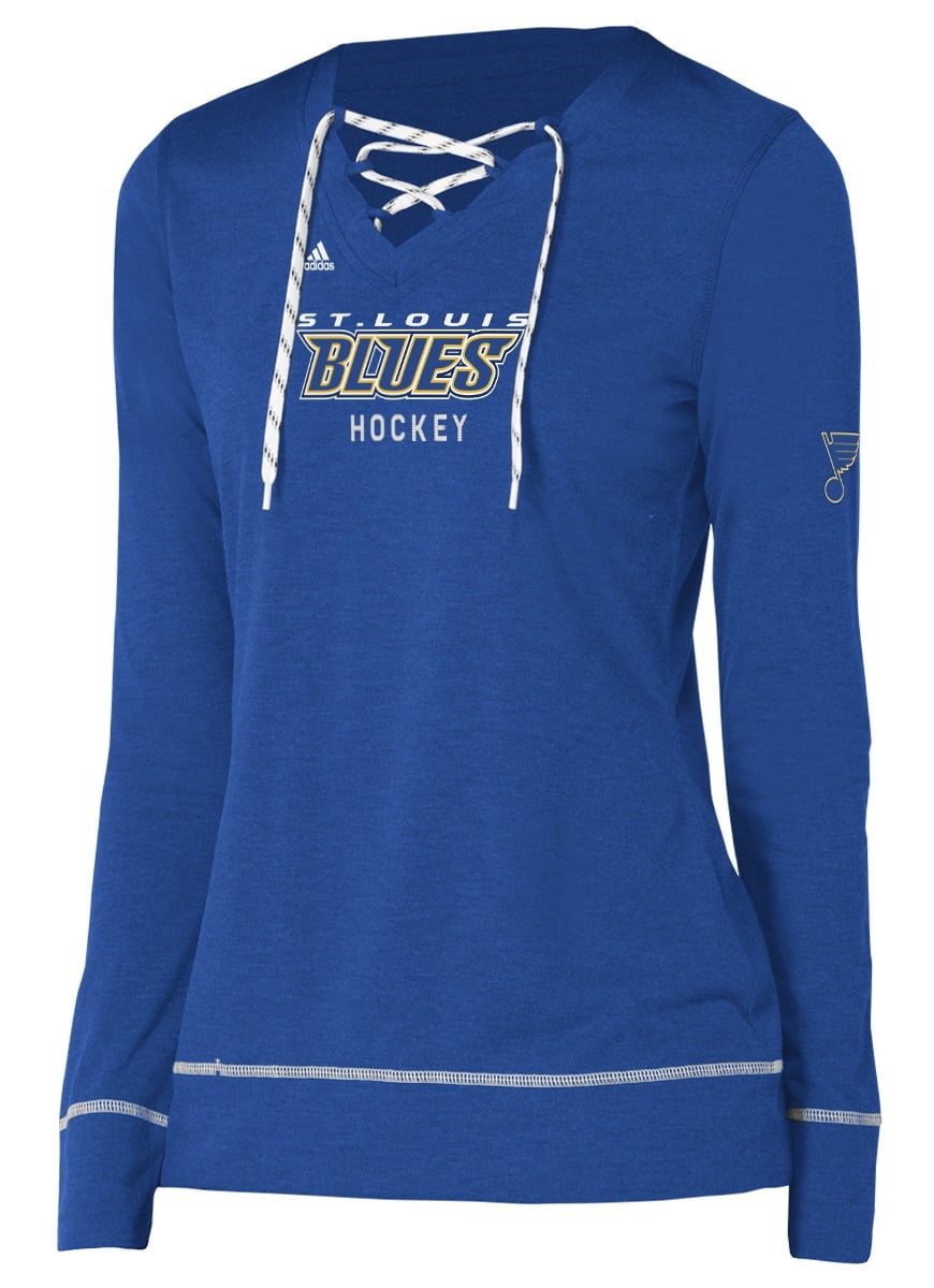 St. Louis Blues Women's Adidas NHL "Wordmark" Long Sleeve Skate Lace Top by Adidas