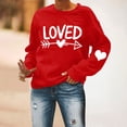 thumbnail image 4 of RKSTN Chandail pour Femmes 2024 Saint-Valentin Cœur d'Amour Imprimé Chandail Uni Col Rond Manches Longues Coupe Ample Blouse Hauts, 4 of 6