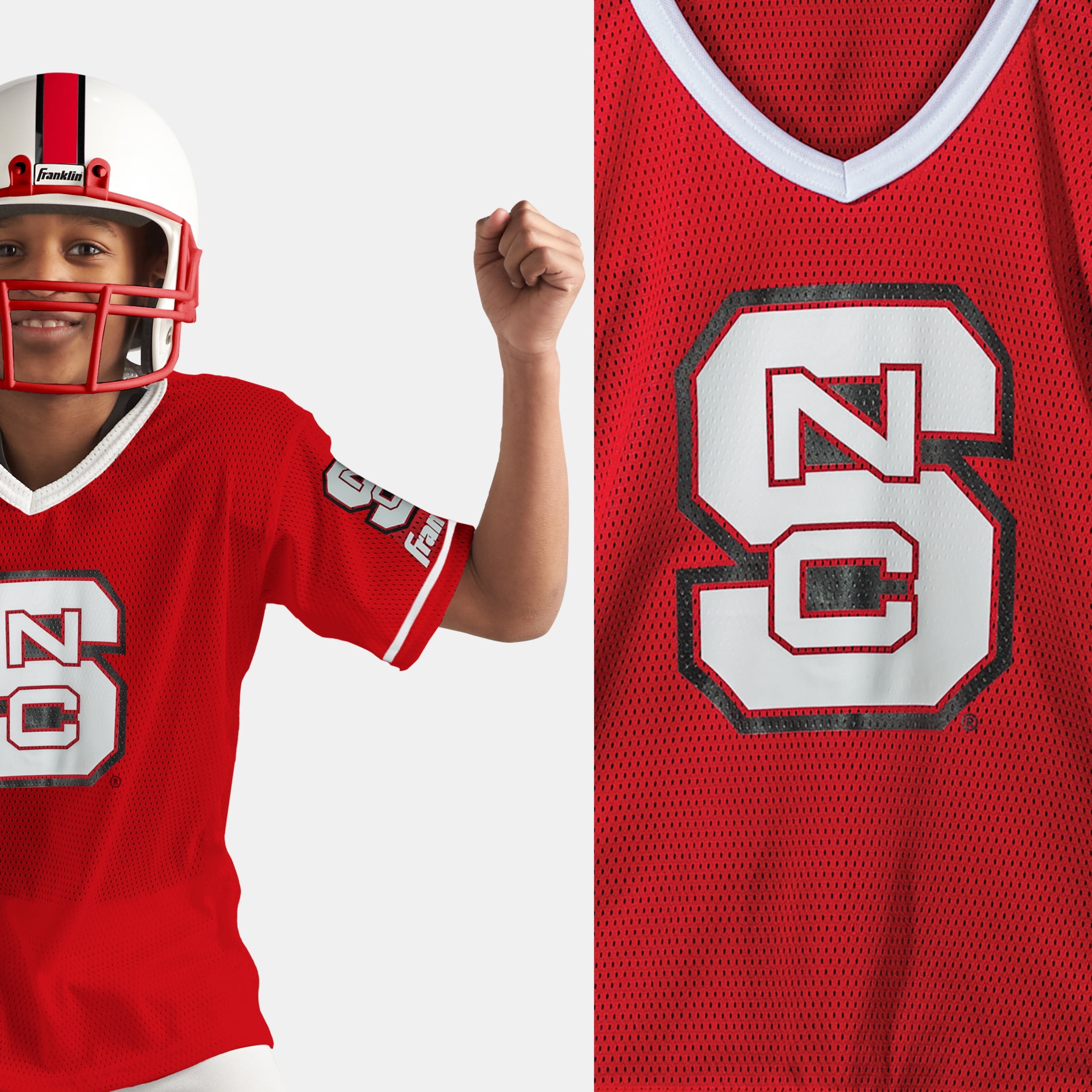 Franklin Sports NC State St. Wolfpack Kids College Football Uniform Set - NCAA Youth Football Helmet + Jersey Costume Set - Helmet, Jersey + Chin Strap Included - Youth Medium