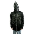 thumbnail image 2 of Sunloudy Women Spring Fall Coat, Rhinestones Skull/ Spider Print Long Sleeve Hooded Jacket with Zipper, 2 of 7