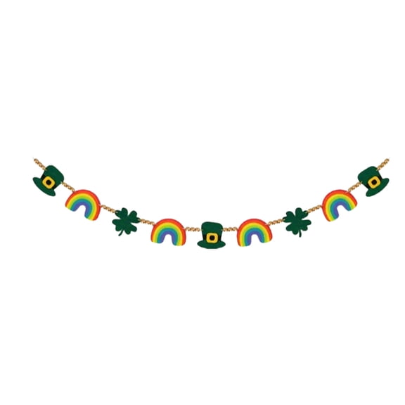 Shipiny St. Patrick's Day Gold Bead Decoration, Shiny Irish Festival Gold Bead Garland Ornament for Home Party Table Wall Holiday Decoration Layout, Green