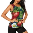 thumbnail image 2 of Xecao Strawberry2 print women's scoop neck, loose-fit workout tank tops for the gym., 2 of 9