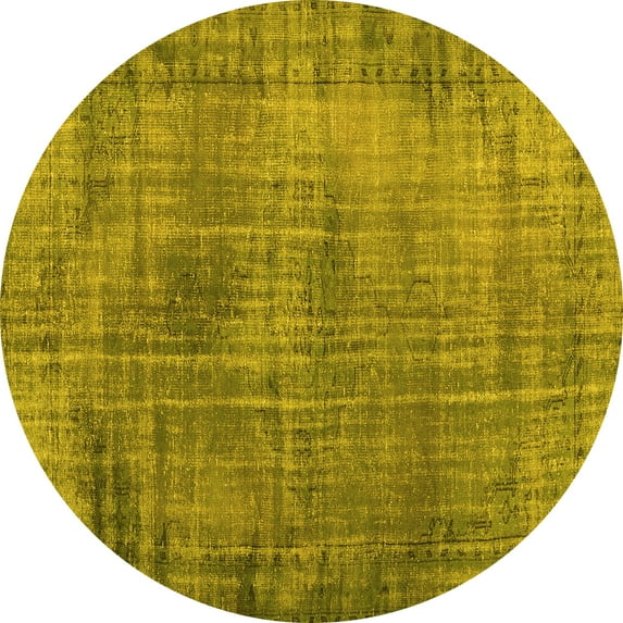 Ahgly Company Machine Washable Indoor Round Persian Yellow Traditional Area Rugs, 8' Round
