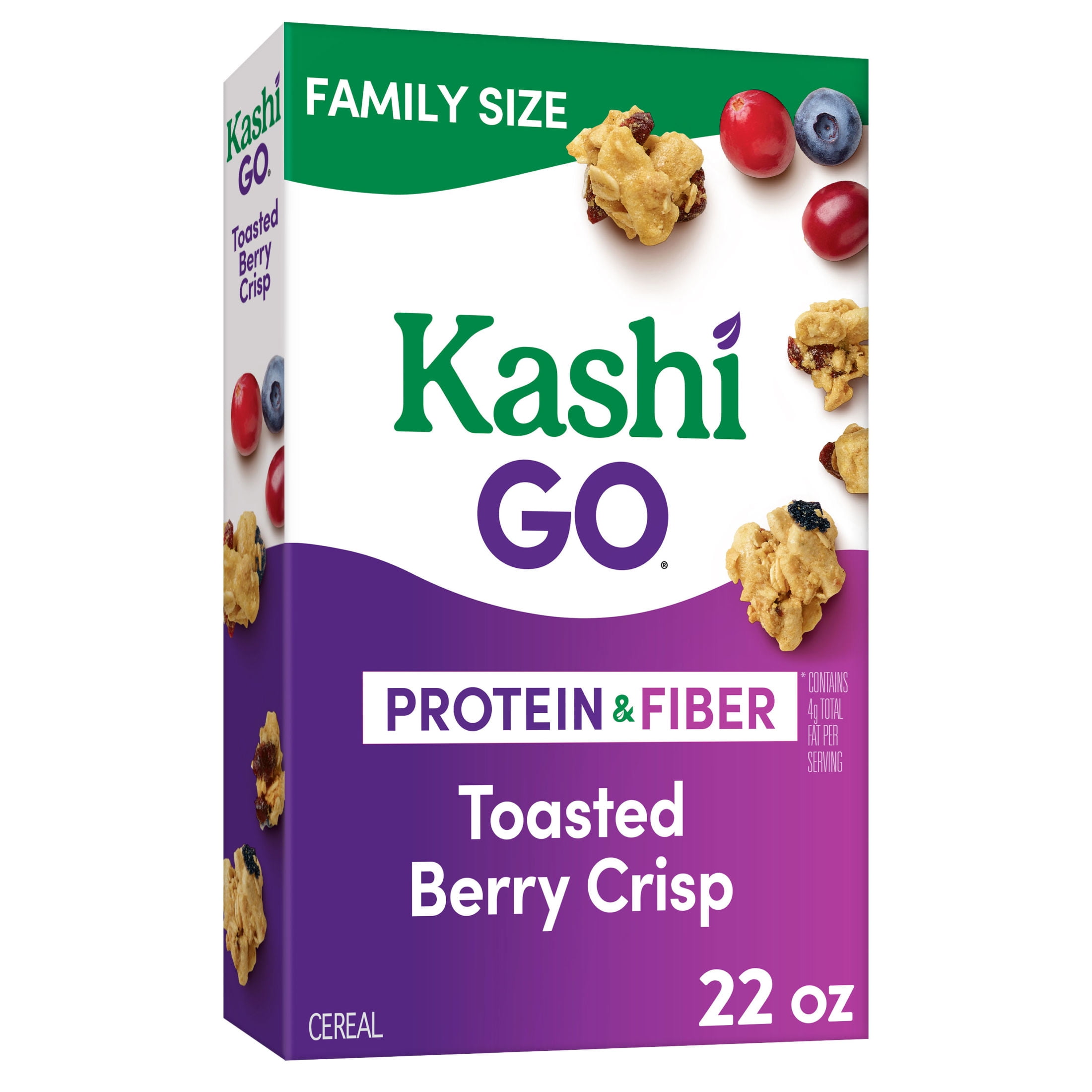 (3 pack) Kashi GO Breakfast Cereal, Protein Cereal, Family Breakfast, Family Size, Toasted Berry Crisp, 22oz Box (1 Box)