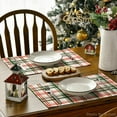 thumbnail image 4 of mubwai Red Green Buffalo Plaid Christmas Placemats Set of 6, 12x18 Inch Seasonal Winter Table Mats for Party Kitchen Dining Decoration, 4 of 6