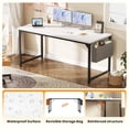 thumbnail image 5 of CONCETTA 63 Inch Computer Writing Desk with Storage Bag, Steel Frame for Home Office Study, White, 5 of 8