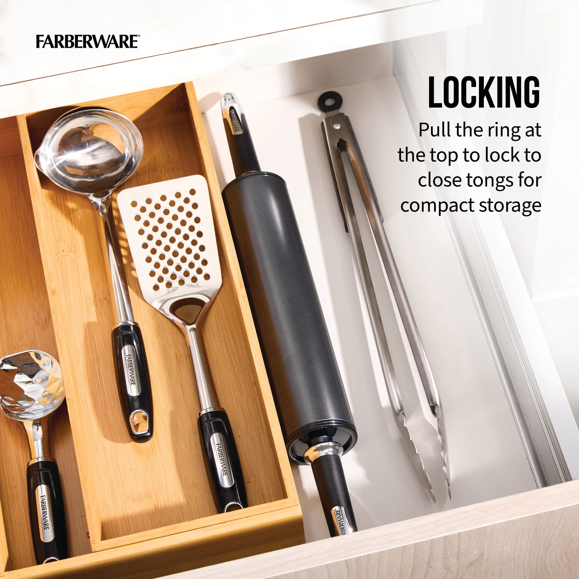 Farberware Professional Stainless Steel Locking Food Tongs, 16 in