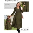 thumbnail image 4 of Women Plus Size Fall Dresses Long Sleeve V Neck Dress Maxi Casual Flowy Tiered 2026 Dress with Pockets, 4 of 5
