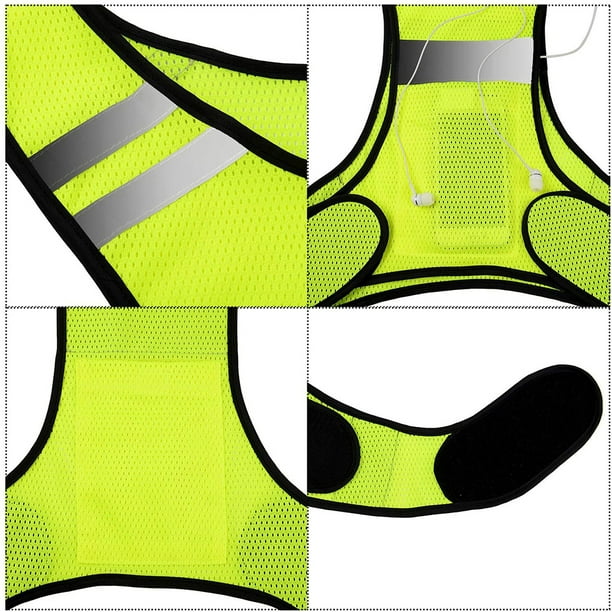 Chaleco reflectante de seguridad de alta visibilidad, chaleco ligero ultrafino para paseo nocturno, correr, pasear perros, andar en motocicleta
