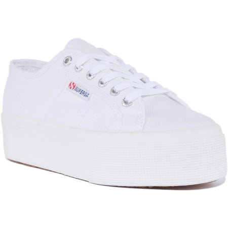 

Superga 2790 Cotu Women s Lace Up Canvas Platform Trainers In White Size 7.5