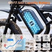 20 Fat Tire Electric Bike for Adults, 750W 1500W Peak Motor, 48V 17.5Ah Battery Ebike, E-Mountain Bike, UL2849