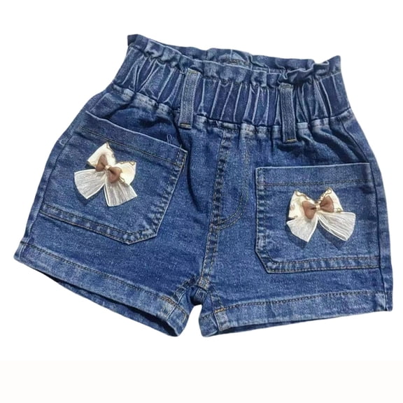PRfgtbd Toddler Girls Jean Shorts Casual Elastic Waist Denim Shorts With Pockets Kids Summer Jorts Fashion Jeans Bottoms Streetwear 7-8 Years