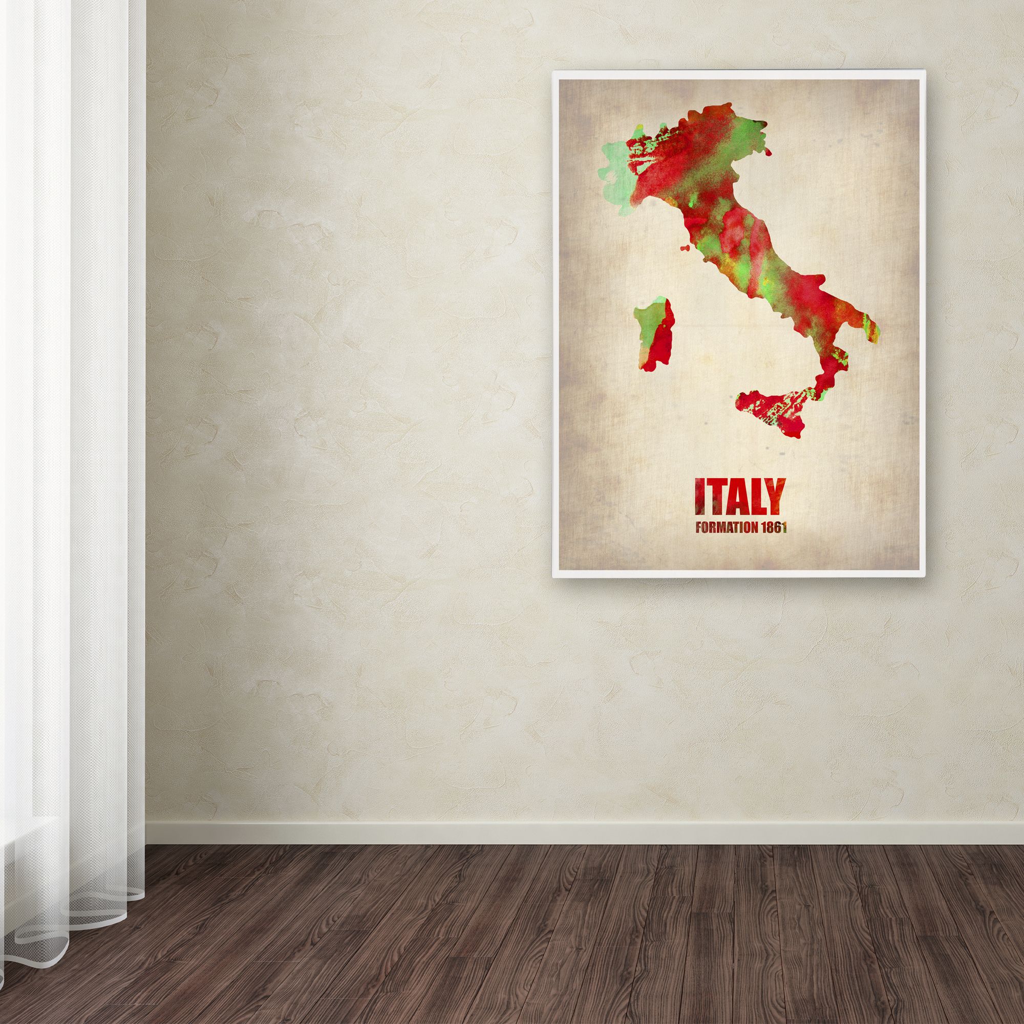 Trademark Fine Art "Italy Watercolor Map" Canvas Art by Naxart