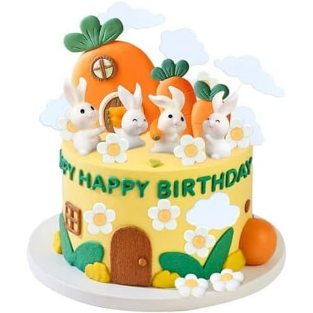 23Pcs Bunny Cake Topper Rabbit Cake Decorations Carrot Cake Decorations for Bunny Birthday Party Supplies$$Home Decor, Kitchen, & Other