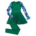 thumbnail image 3 of Alvivi Kids Girls Rash Guard Swimsuit Long Sleeve Swim Dress with Pants Sun Protection Beachwear Dark Green 12, 3 of 7