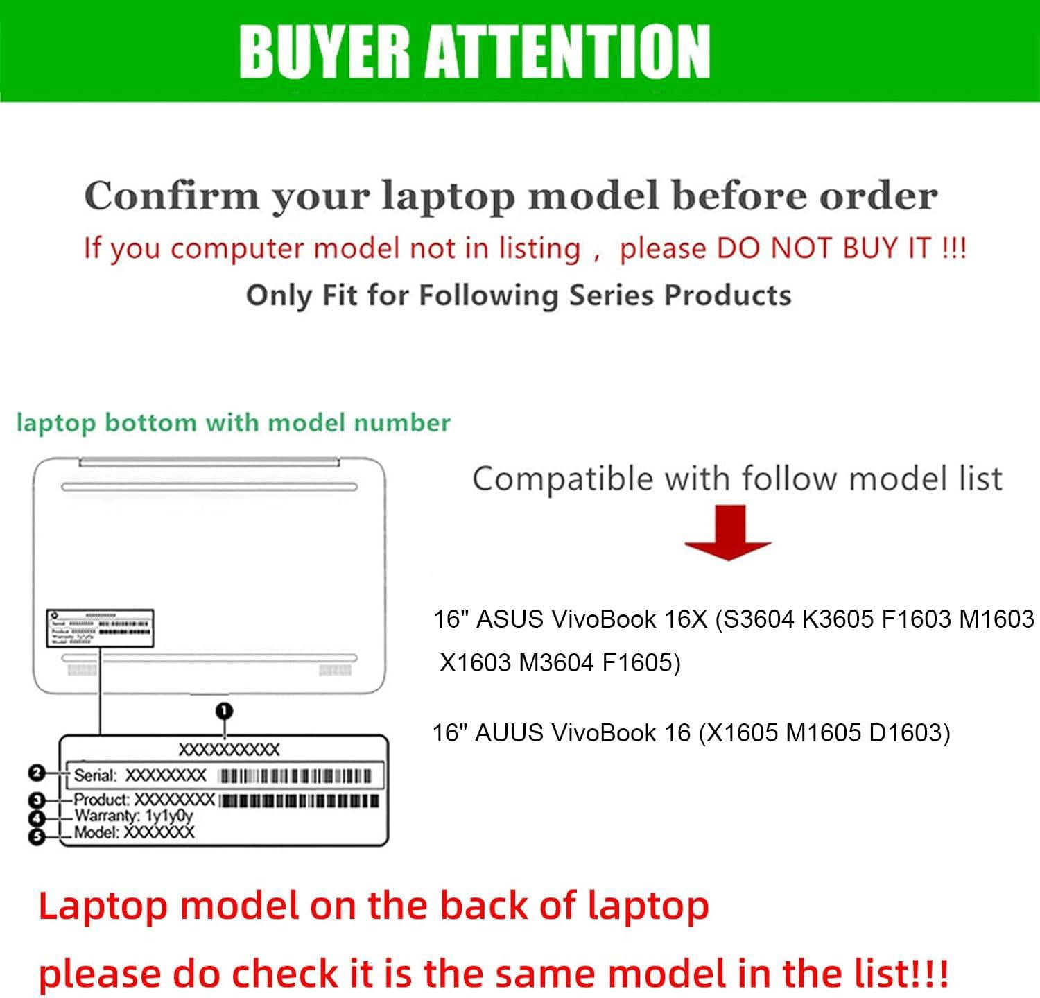 Laptop Case Cover for 16-inch ASUS VivoBook 16X S3604 K3605&VivoBook 16 X1605 M1605 Sleeve, Detachable 2-in-1 PU Leather Protective Shell Sleeve