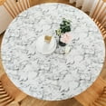 thumbnail image 1 of GFDYREE Round Vinyl Fitted Tablecloth with Flannel Backing Elastic Edge Plastic Table Cover Waterproof Table Cloth Stain-Resistant Wipeable for 45"-56" Round Table, 1 of 7