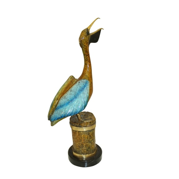 Nifao 27" Pelican on a Tree Stump Garden Statues, Home Decor Sculpture