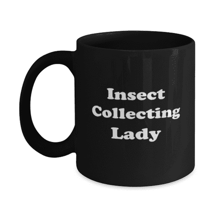 

Funny Insect Collecting Lady Coffee Mug - Insect Collecting Coffee Cup - 11oz Black