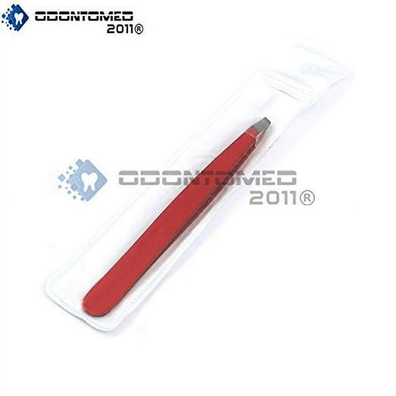 Odontomed2011® Proffesional Red Color Coated Eyebrow Tweezer Slanted Hair Beauty Woman Beauty Makeup Tools Odm