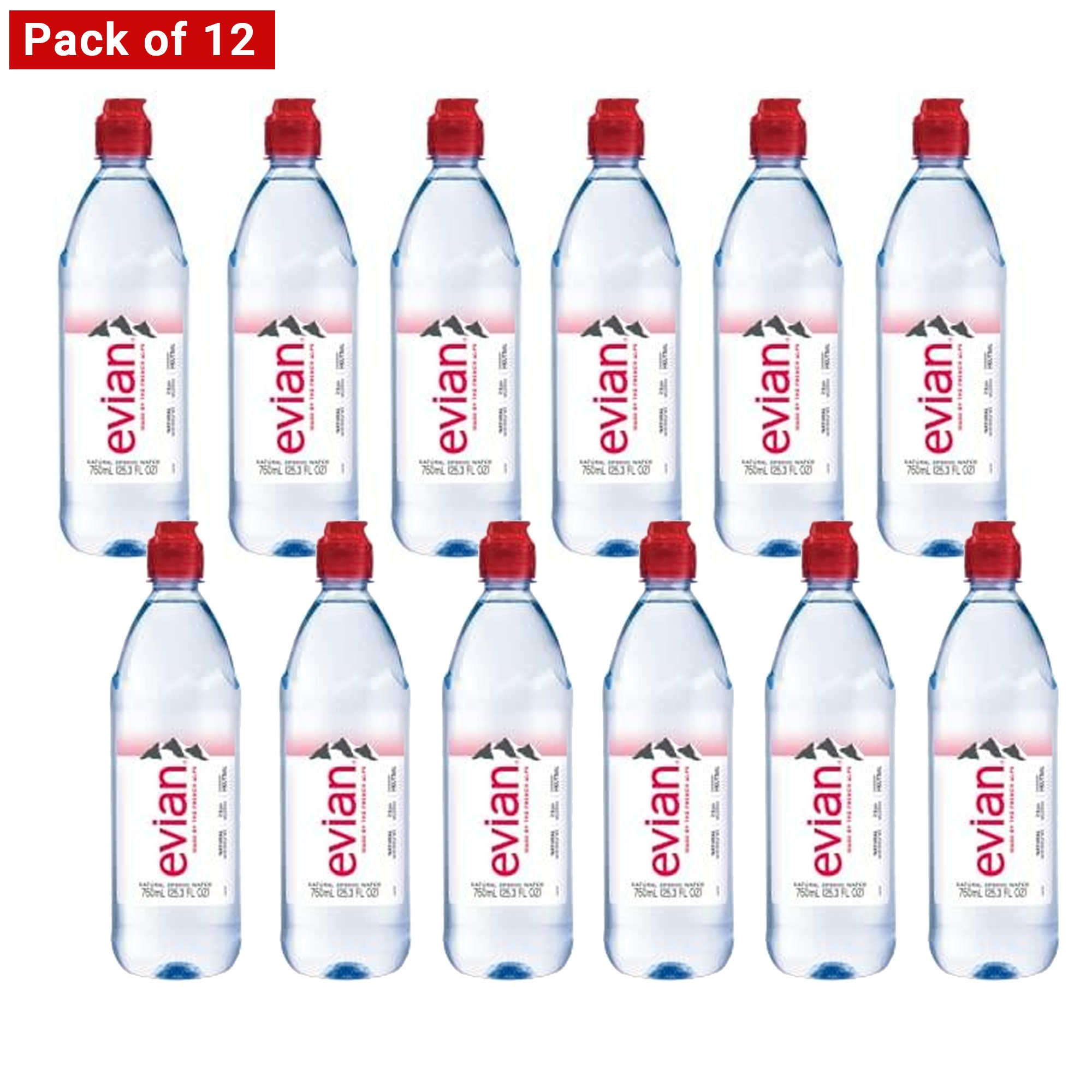 Evian Natural Spring Water Plastic Sport Cap 12 x 750 ml Walmart