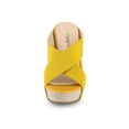 thumbnail image 2 of BLISSFUL STEP Women's Shoes Wedge Open Toe Crisscross Straps Linen Platform Sandals Yellow 7, 2 of 8