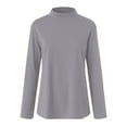 thumbnail image 4 of felwors Mock Neck Tops for Women Long Sleeve Basic Cute Fall Shirts Dressy Casual Lightweight Work Blouse Undershirt Light Gray, M, 4 of 5