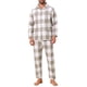 thumbnail image 2 of INSPIRAR CHIC Conjunto de Pijamas de Dos Piezas de Manga Larga con Botones Casual a Cuadros en Color Blanco y Beige, 2 of 5