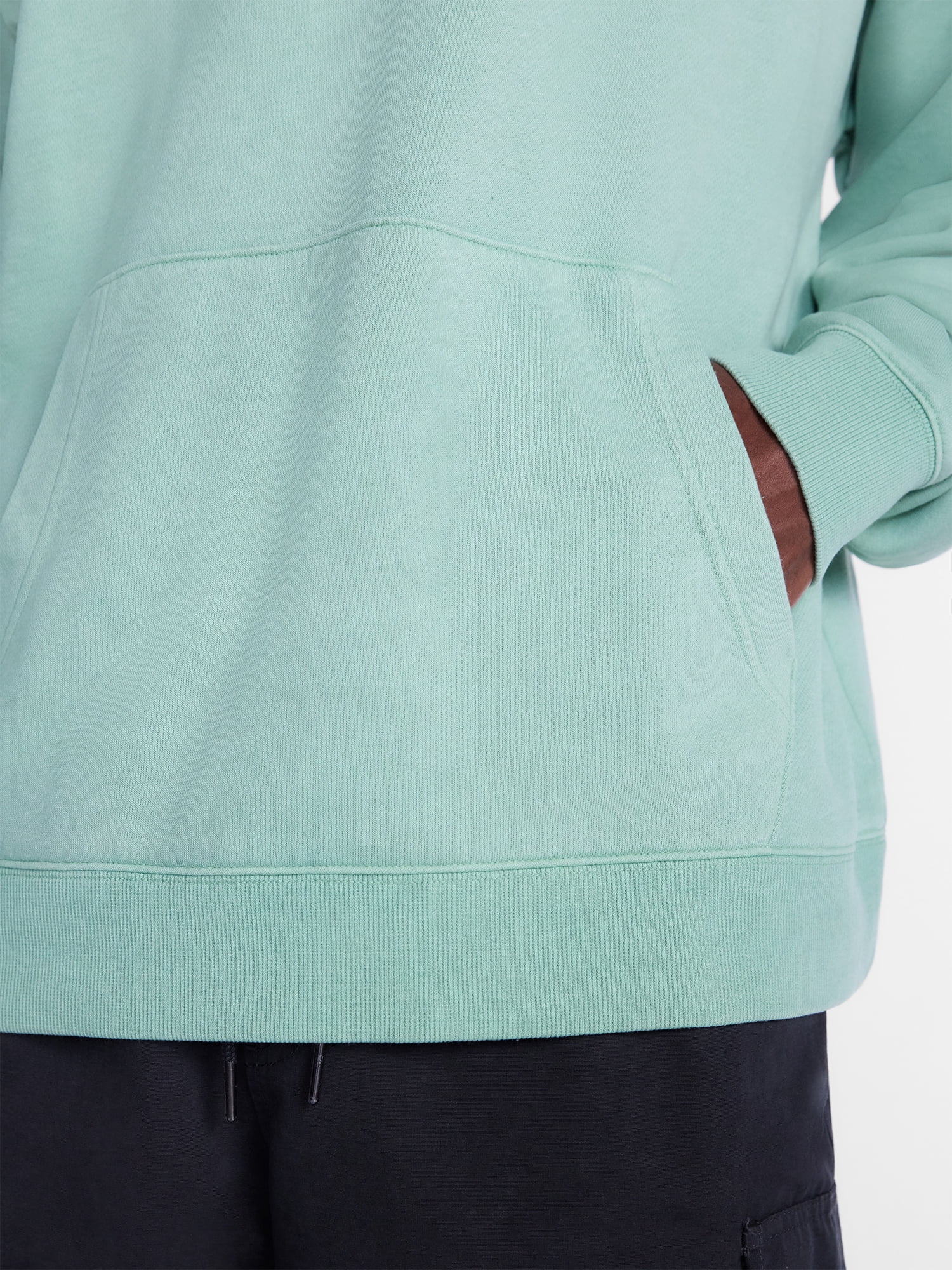 No Boundaries Boxy Fit Oversized Fleece Hoodie with Long Sleeves, Men's XS-4XLT