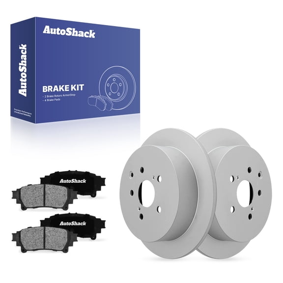 AutoShack Rear Solid Coated Brake Rotors   Ceramic Pads 6-PC Brake Kit Replacement for 2011-2020 Toyota Sienna 2014-2019 Toyota Highlander 2010-2015 Lexus RX350 ArmorStop 12.17" (309 mm)