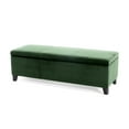 thumbnail image 2 of Noble House Canterbury Upholstered Storage Ottoman Bench, Forest Green Velvet, Matte Black, 2 of 12