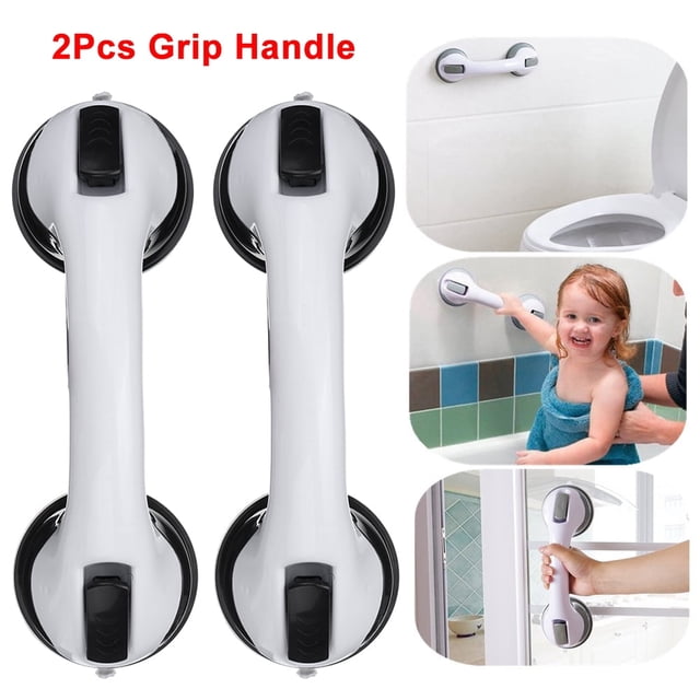 Wrvxzio Powerful Suction Cup Bathroom Shower Support Grab Bar, White-2-#1black