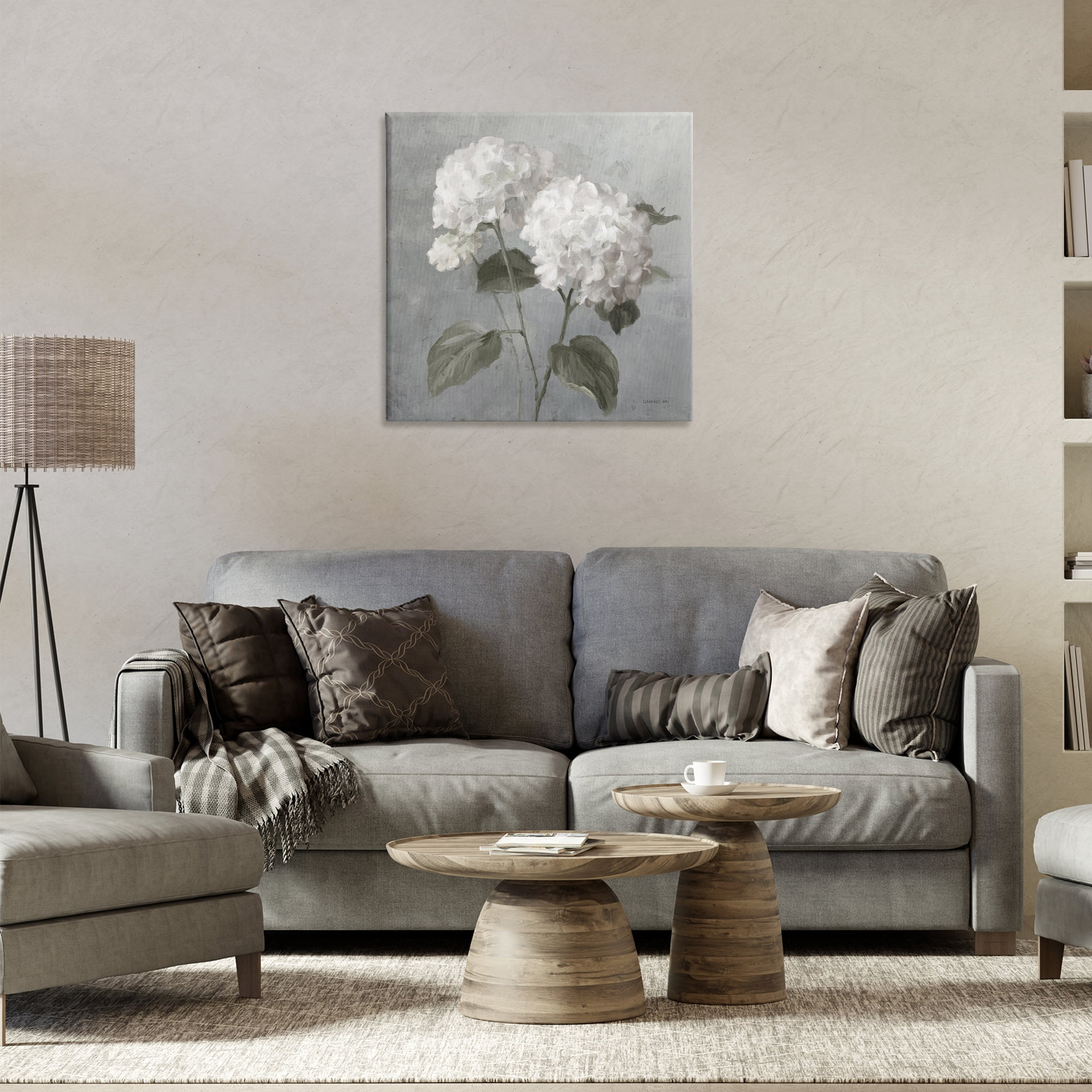 Stupell Industries White Hydrangeas Pair Plants & Flowers Painting Wrapped Canvas Art Print Wall Art, 24 x 24