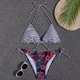 thumbnail image 2 of Levmjia Women Bikini Swimsuit Backless Split Print Fashion Hanging Neck Strap Two Piece Bathing Suit For Beach Vacation Pool Party, 2 of 8