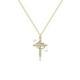 thumbnail image 2 of MDrift 925 Sterling Silver Crown Cross Necklace for Women Teens, Dainty Cubic Zirconia Pendant Simple Faith Cross Jewelry Necklace, 2 of 12