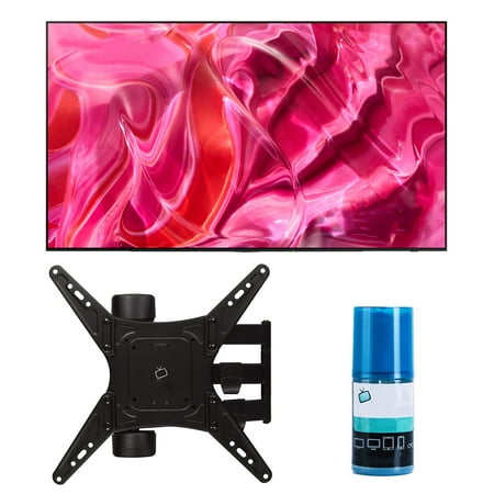 Samsung QN55S90CAFXZA 55" 4K OLED Smart TV with AI Upscaling with a Walts TV Medium Full Motion Mount for 32"-65" Compatible TV's and Walts HDTV Screen Cleaner Kit (2023)