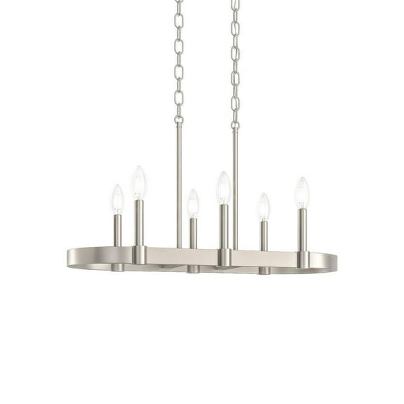 Brene 28"W 6-light Linear Farmhouse Chandelier by Kichler Brushed Nickel Finish