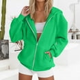 thumbnail image 2 of MESSUEN Zip Up Hoodie Women Baggy Sweatshirt for Women Long Sleeve Hoodies for Women Womens Athletic Jacket Jackets for Women Casual Women Coat Top for Women Green L, 2 of 7
