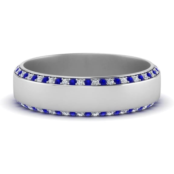 NYS Jewellers 1.45 Ct Round Cut Blue Sapphire Mens Enagagement Rings 14K White Gold Plated 925 Sterling Silver -8