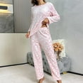 thumbnail image 5 of FAHXNVB Women's Flannel Pajamas Set Fuzzy Long Sleeve Pullover Tops and Long Pants Winter Warm Sofit Comfy Loungewear Sleepwear, 5 of 7