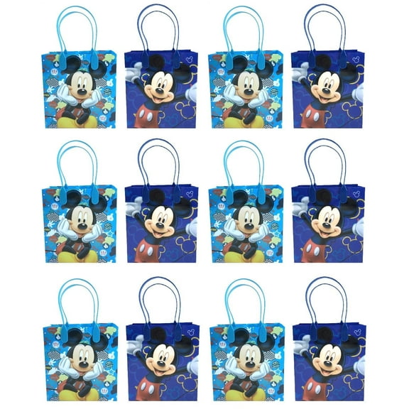 Mickey Mouse 12 Authentic Licensed Party Favor Reusable Medium Goodie Gift Bags 6"