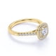 thumbnail image 2 of JeenMata Anillo de Compromiso de Oro Amarillo de 18 K sobre Plata con Banda Pavé de Moissanita Cuadrada de 1 Quilate y Doble Halo, 2 of 6