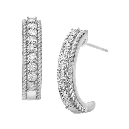 1/10 ct Diamond Hoop Earrings in Sterling Silver