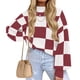 thumbnail image 1 of Suéter de Punto Acanalado de Larga con Cuello Alto y Corte Holgado para Mujer, Ideal para Otoño Rojo Vino XXL, 1 of 9